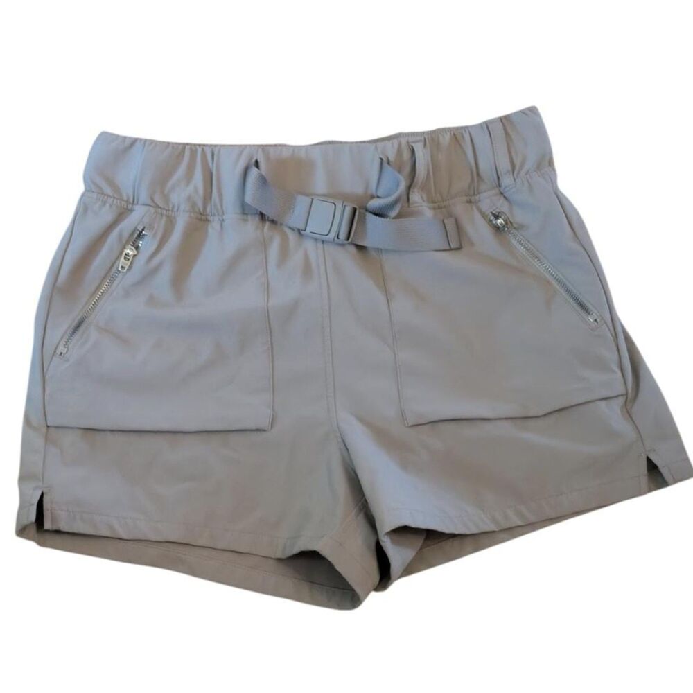 CRZ YOGA Taupe Khaki Belted Quick-Dry Stretch Hiking Cargo Shorts, Size XS